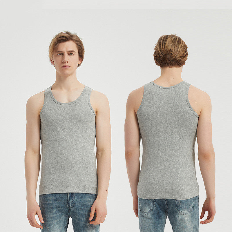 ALSHOW Best Sellers Stretchy Men Vest Pure Cotton Breathable Round Neckline Vest for Men coarse-pitch thread