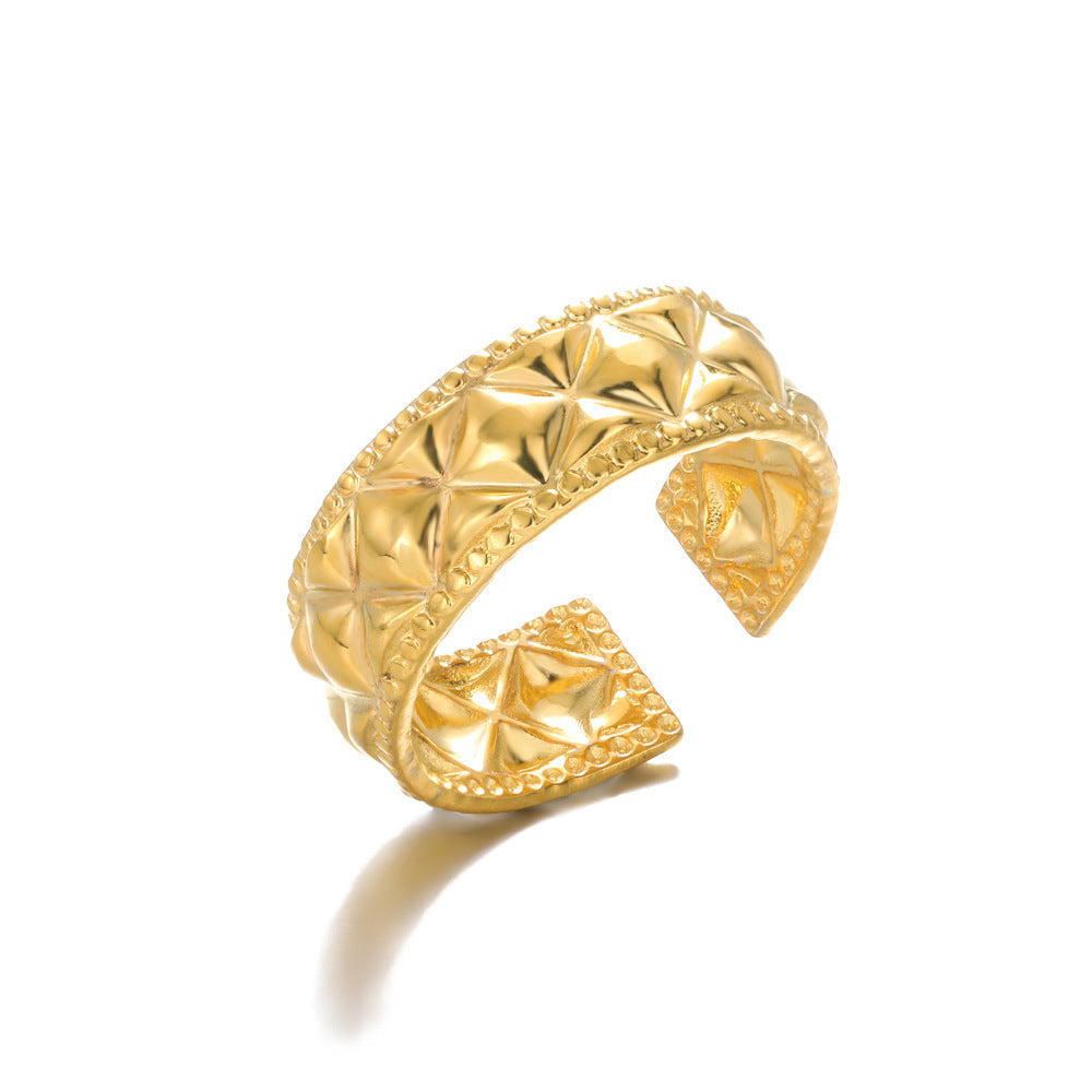 Geometry Pattern Hollow Open-end Adjustable Ring