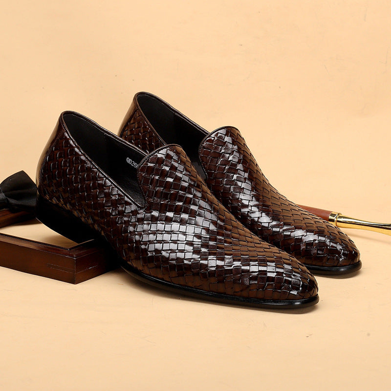 Cowhide Woven Leather Shoes Men's Footwear Business