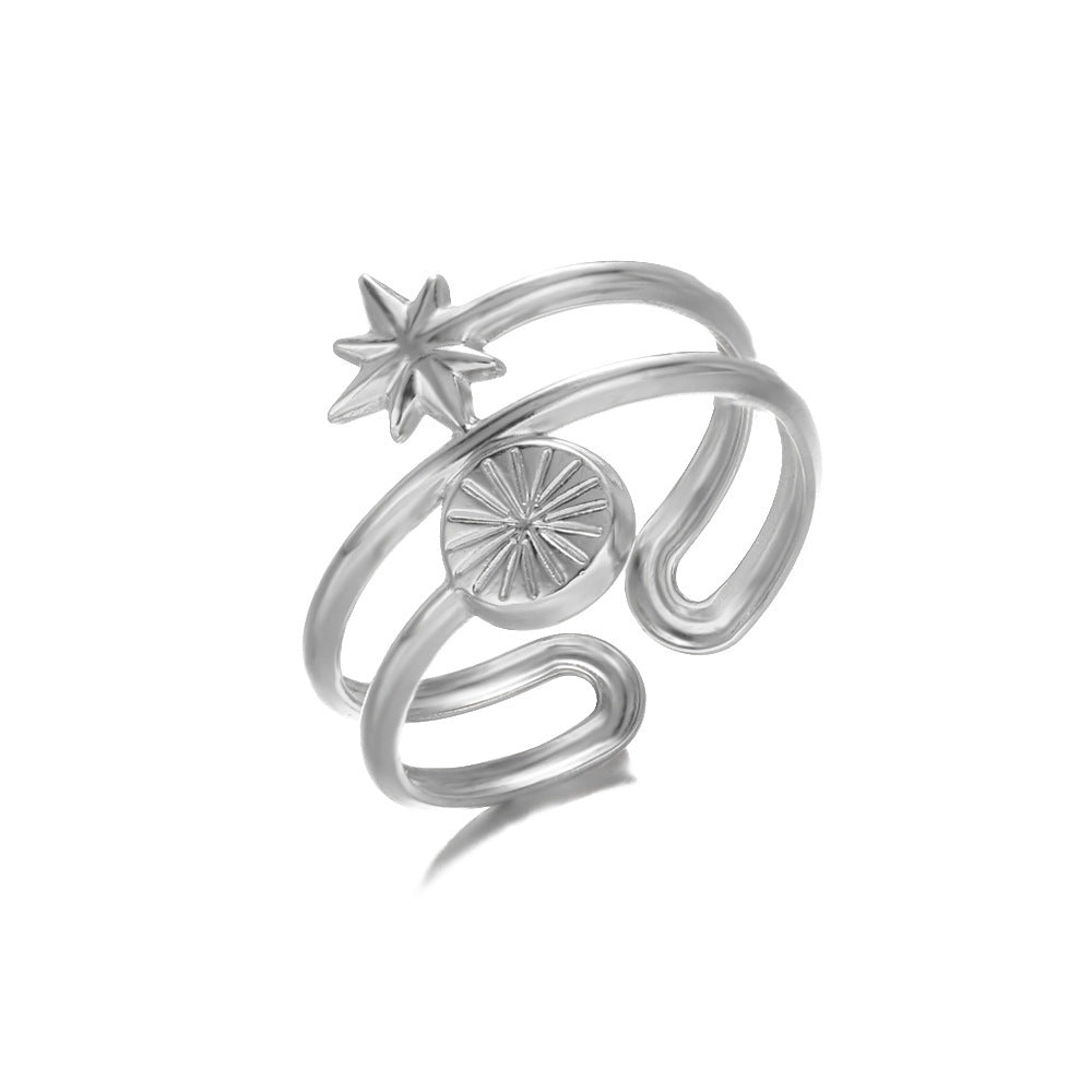 Geometry Pattern Hollow Open-end Adjustable Ring