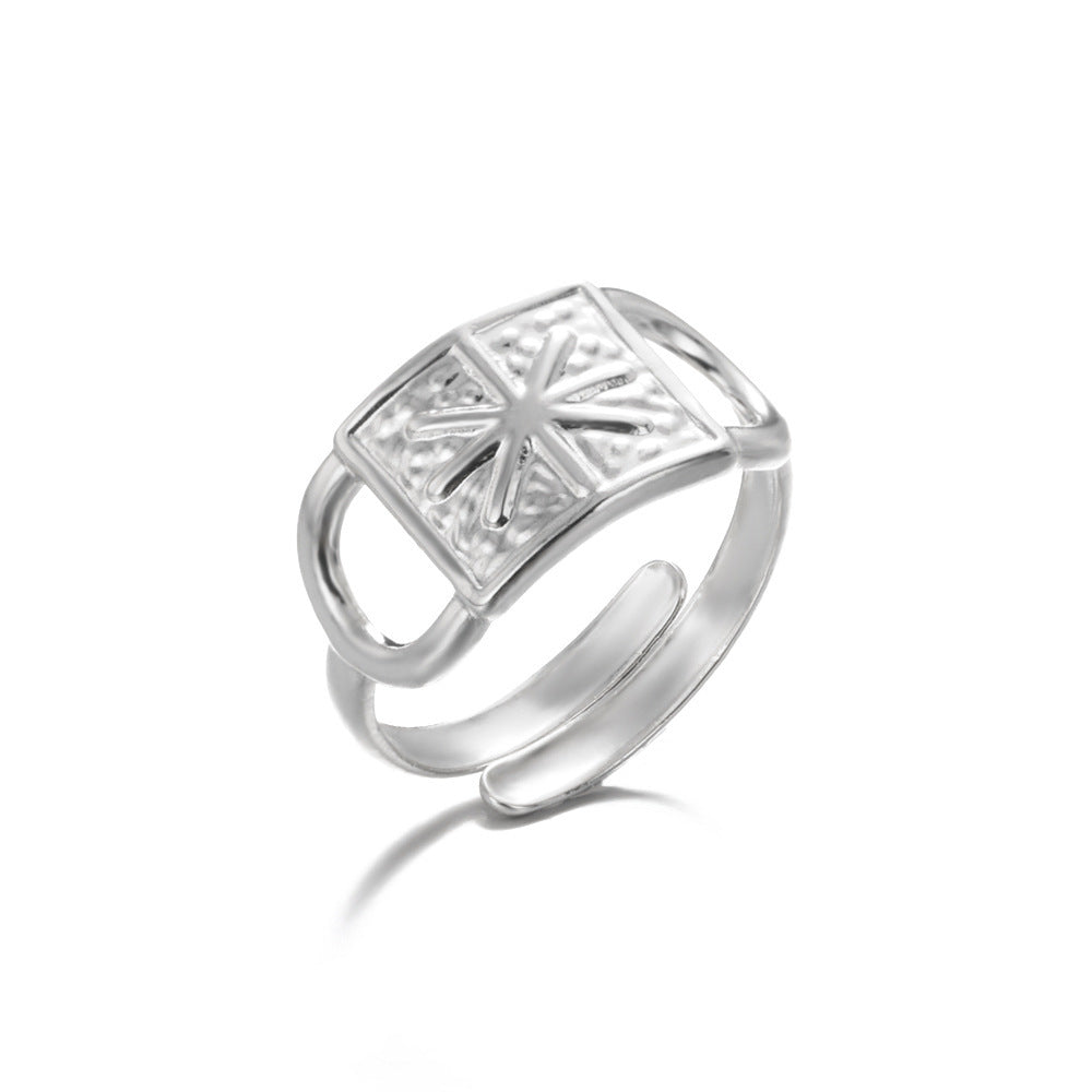 Geometry Pattern Hollow Open-end Adjustable Ring