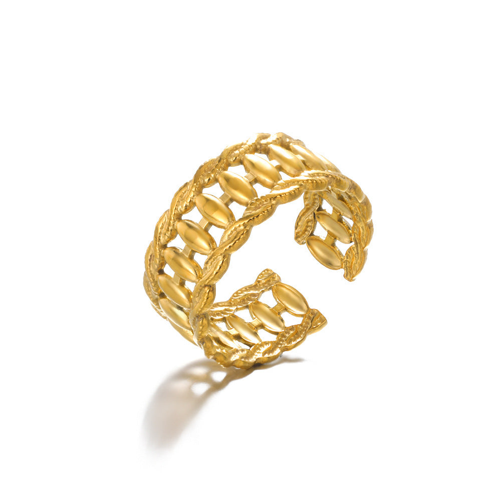 Geometry Pattern Hollow Open-end Adjustable Ring