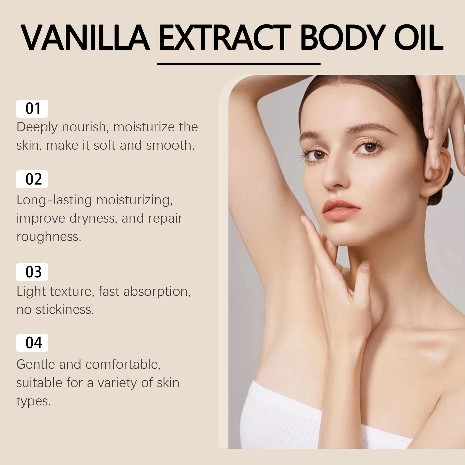 Body Moisturizing Treatment Oil Vanilla Flavor Moisturizing