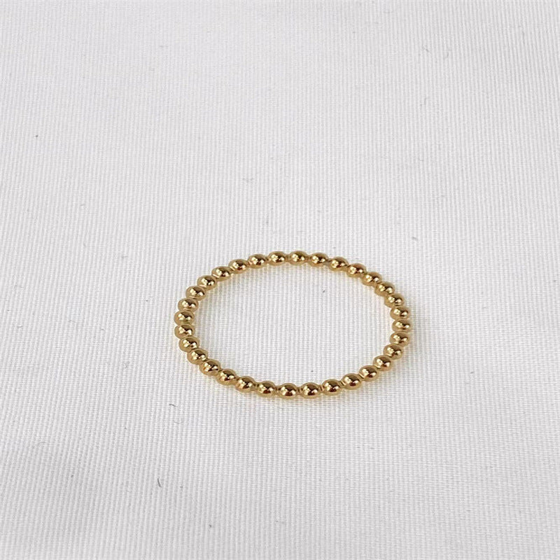 Solid Bead Ring 18K Gold End  Pinkie