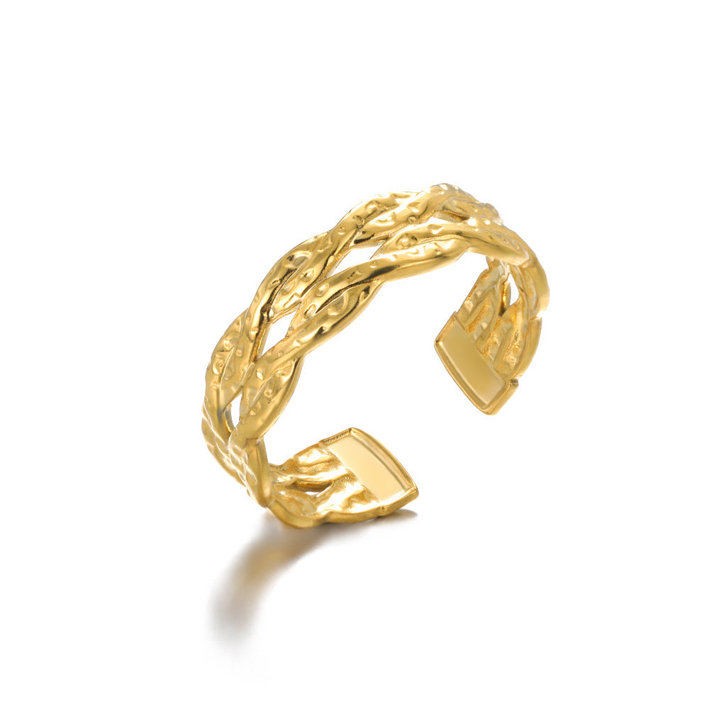 Geometry Pattern Hollow Open-end Adjustable Ring