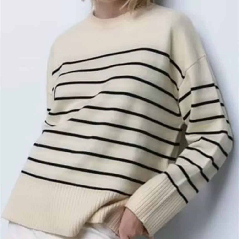 Women's Street Fashion Urban Casual Striped Knit Sweater