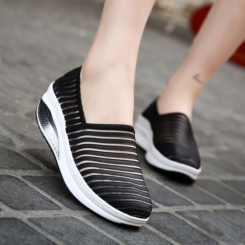 Summer Rocking Shoes Women's Shoes Thick-soled Increased Casual Sports Shoes Breathable Mesh Single Shoes New Footwear Shoes