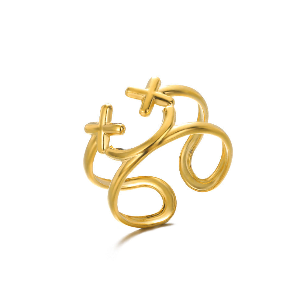 Geometry Pattern Hollow Open-end Adjustable Ring