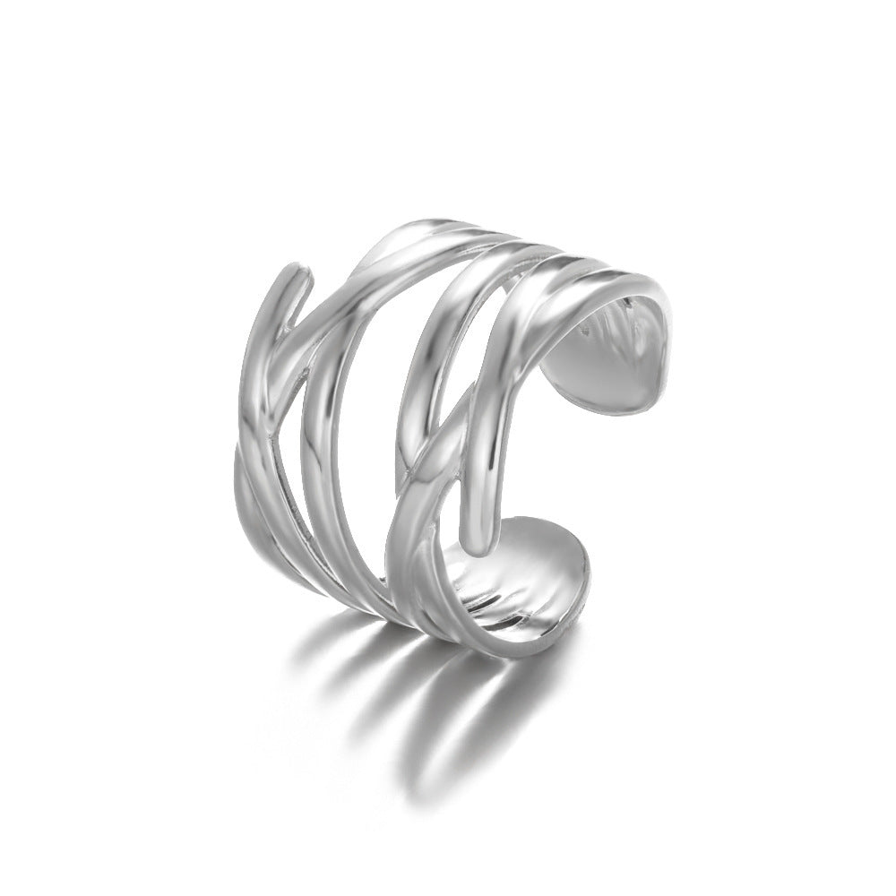 Geometry Pattern Hollow Open-end Adjustable Ring