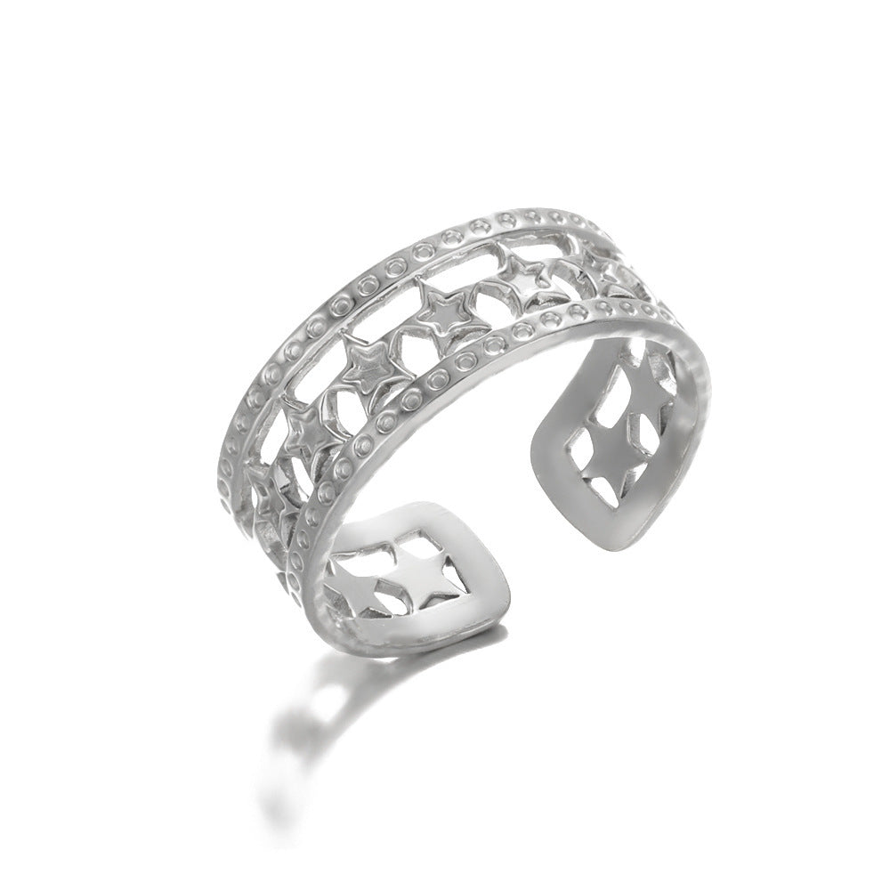 Geometry Pattern Hollow Open-end Adjustable Ring