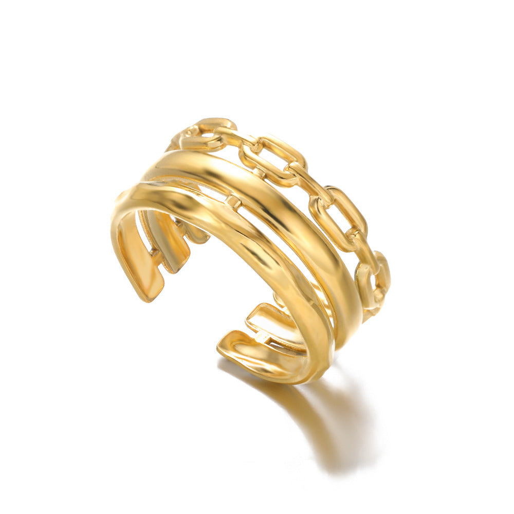 Geometry Pattern Hollow Open-end Adjustable Ring