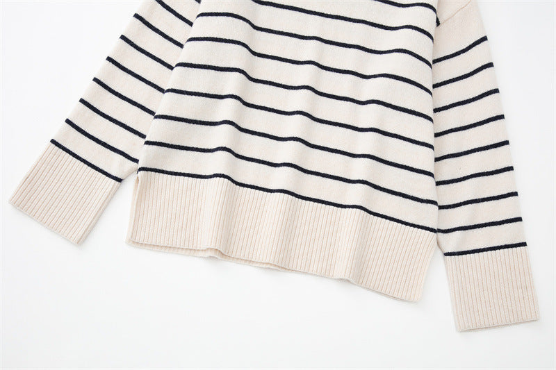 Women's Street Fashion Urban Casual Striped Knit Sweater