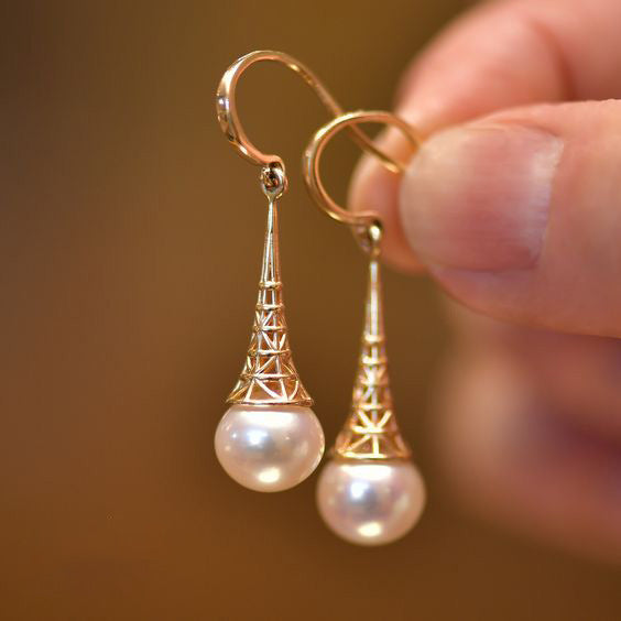 Hesheng New Normcore Simple Hollow Pearl Earrings