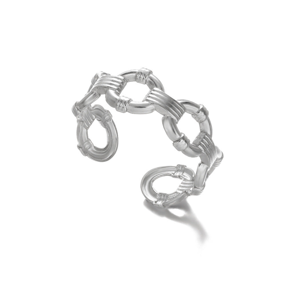 Geometry Pattern Hollow Open-end Adjustable Ring