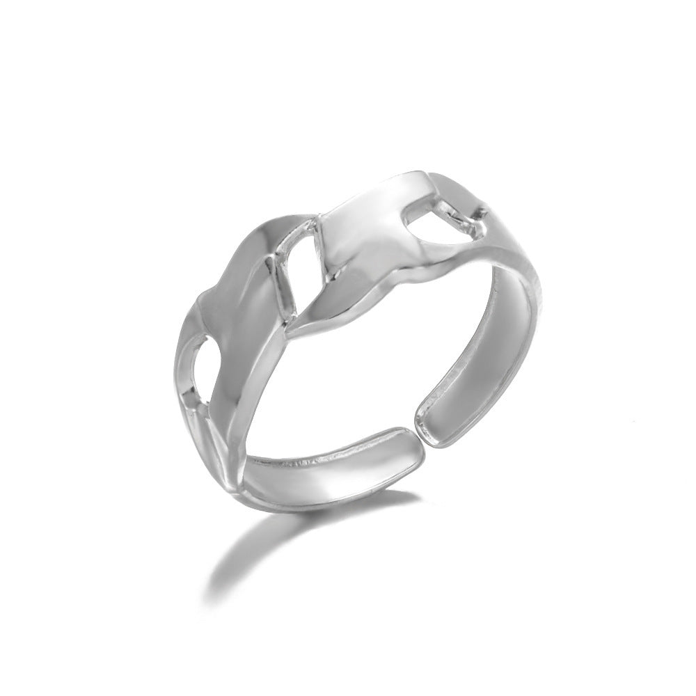 Geometry Pattern Hollow Open-end Adjustable Ring