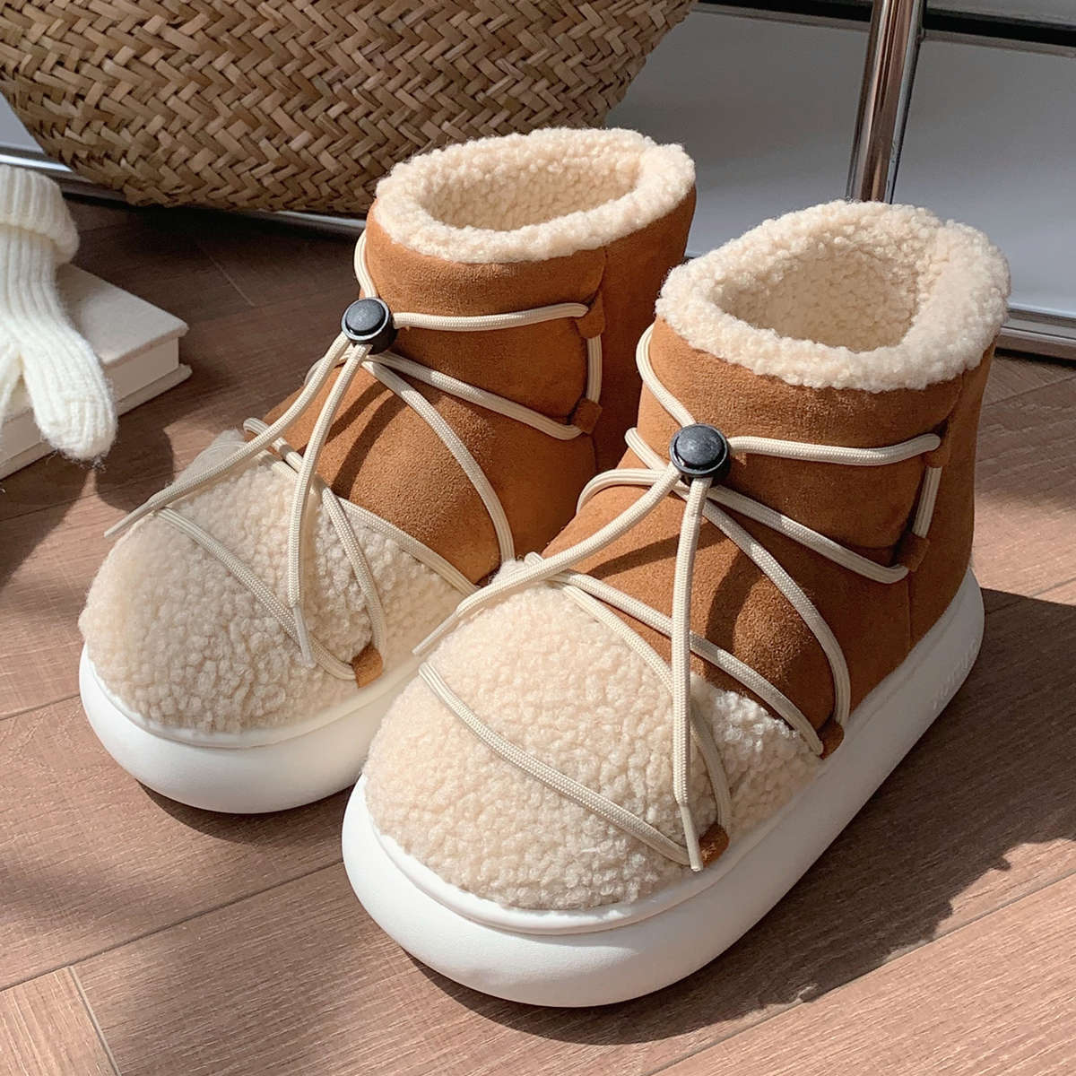 Fashion Outwear Vintage Strap Bread Shoes