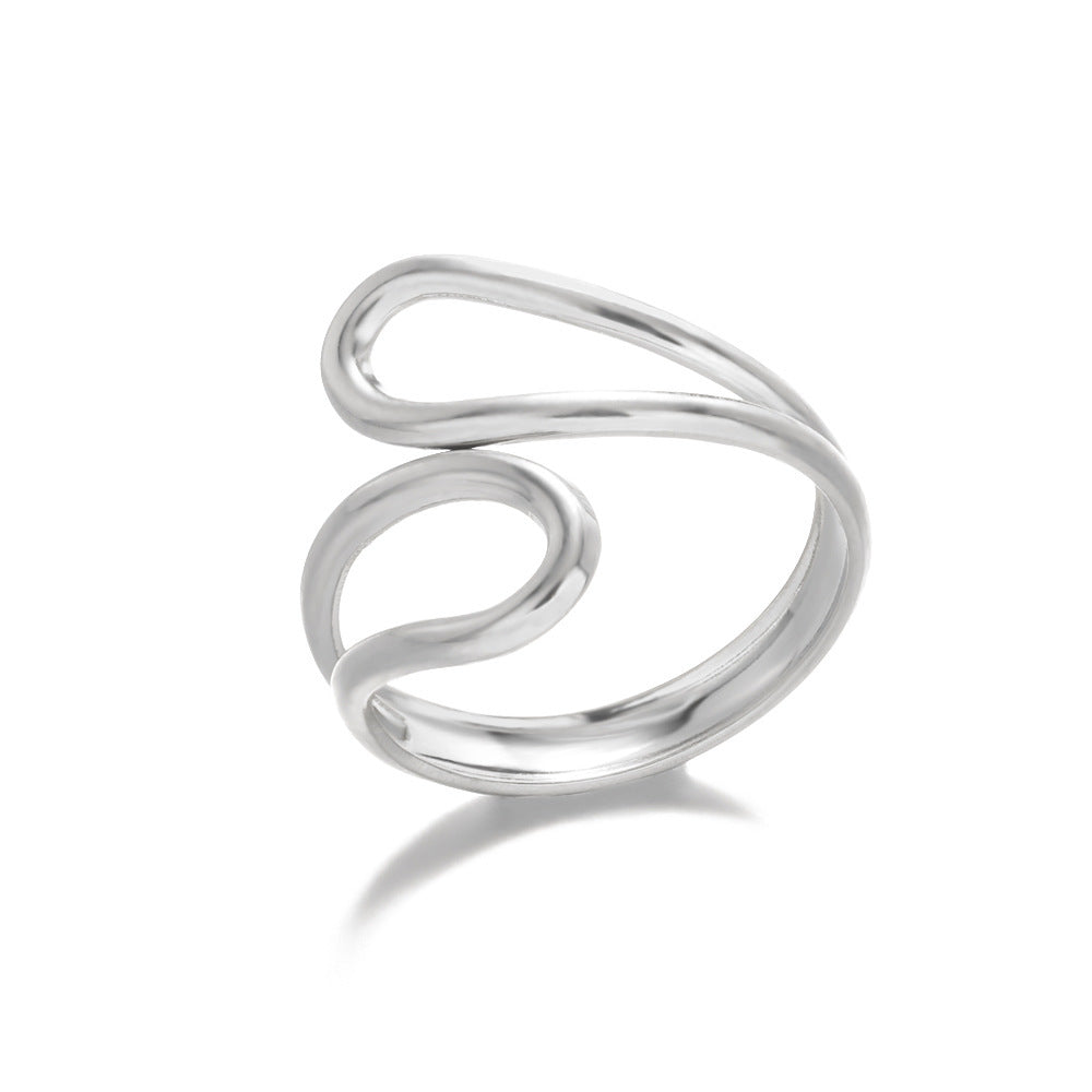 Geometry Pattern Hollow Open-end Adjustable Ring