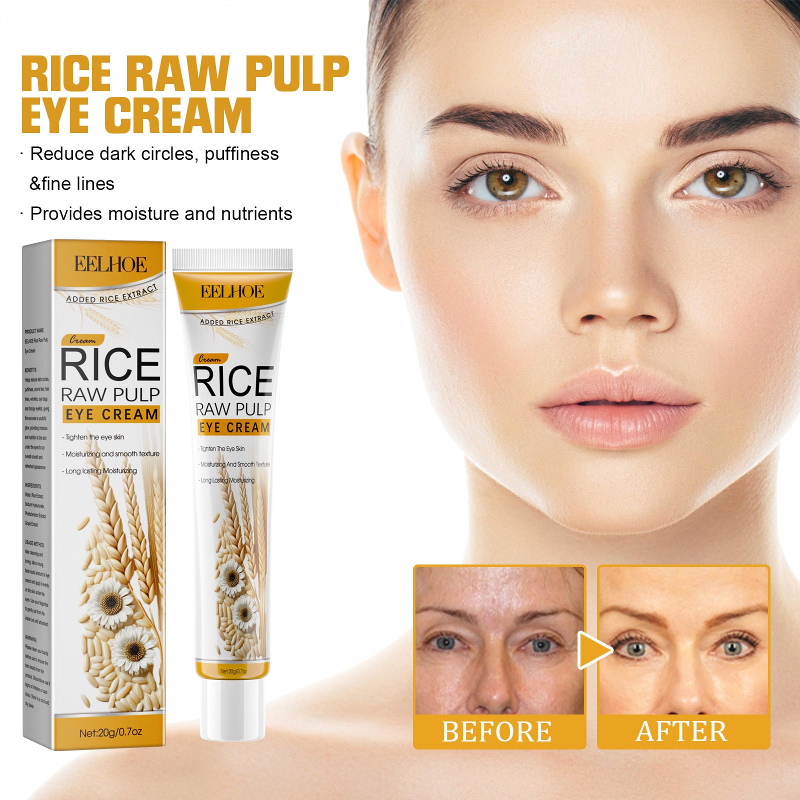 Rice Puree Eye Cream Reduces Wrinkles By Eye Bags And Dark Circle