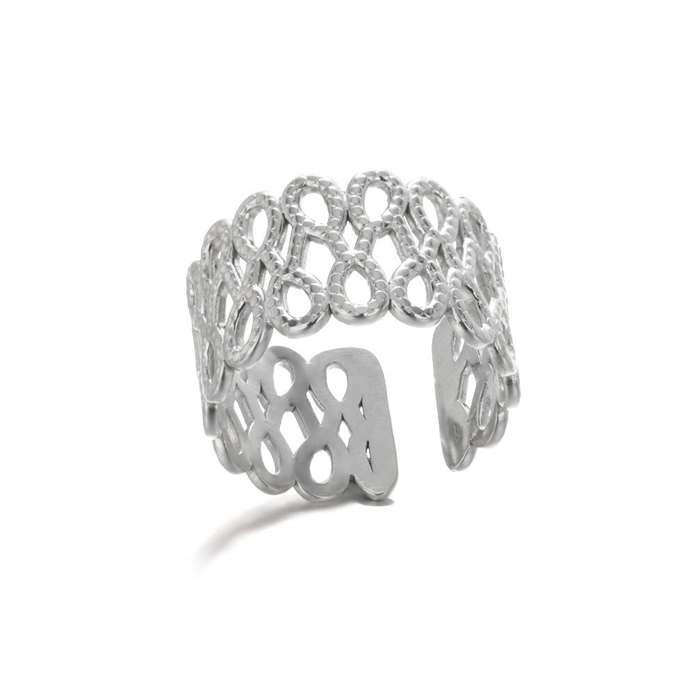 Geometry Pattern Hollow Open-end Adjustable Ring