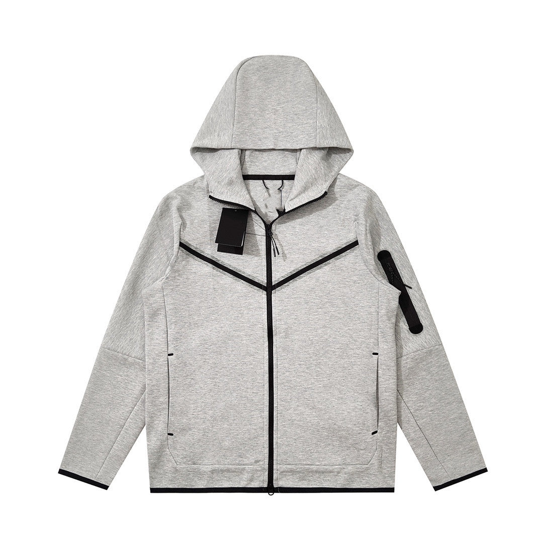 Cotton Knit Hooded Zip Shirt Athleisure