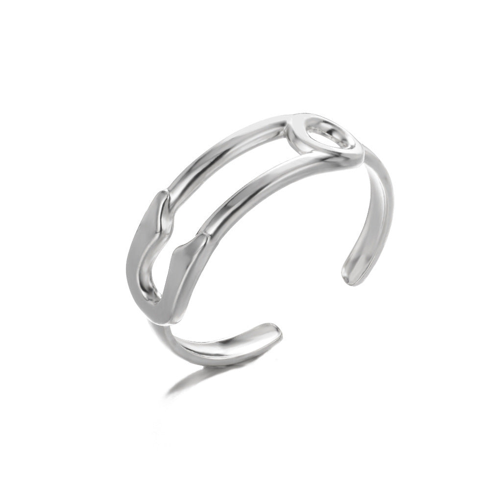 Geometry Pattern Hollow Open-end Adjustable Ring