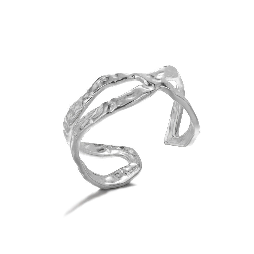 Geometry Pattern Hollow Open-end Adjustable Ring