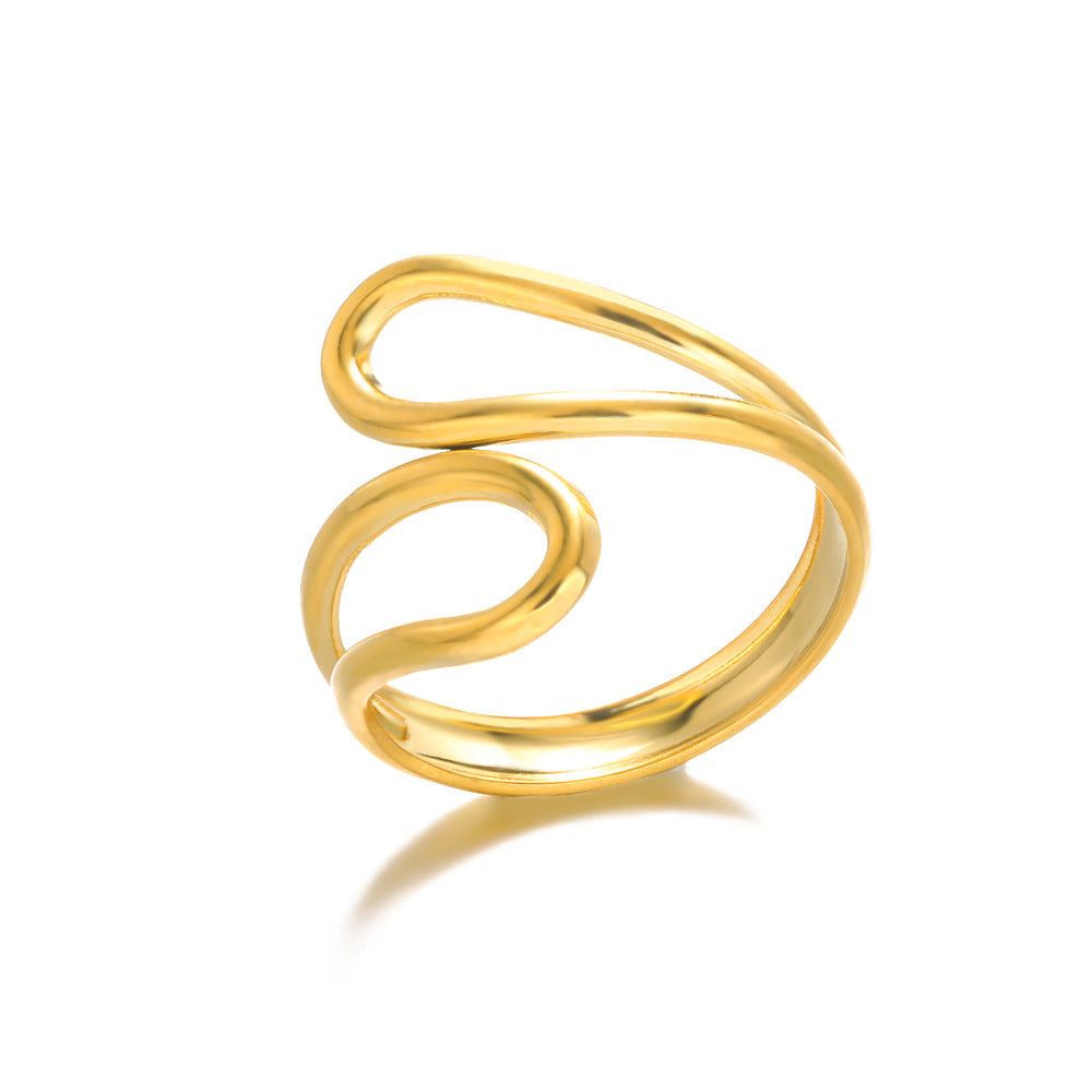 Geometry Pattern Hollow Open-end Adjustable Ring