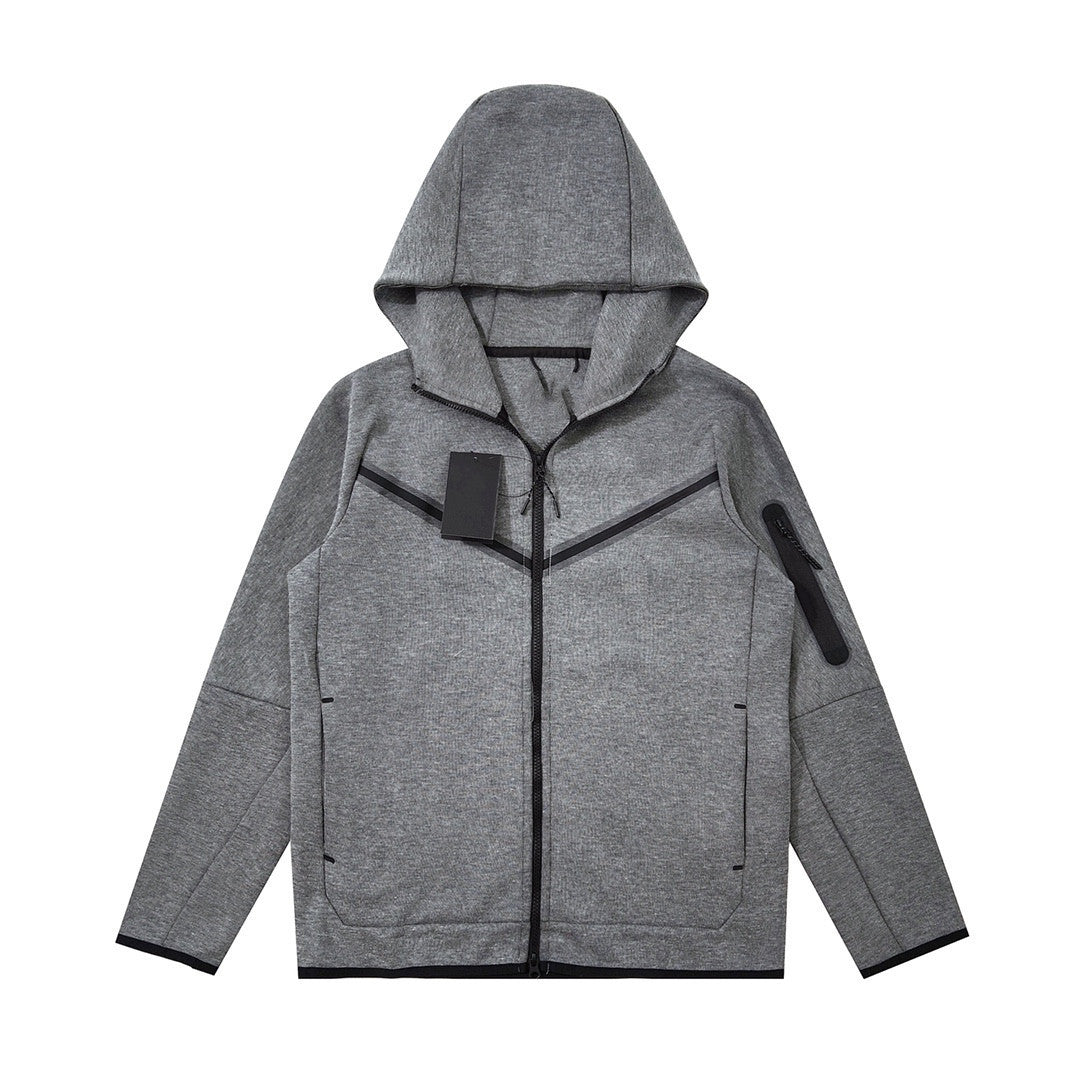 Cotton Knit Hooded Zip Shirt Athleisure