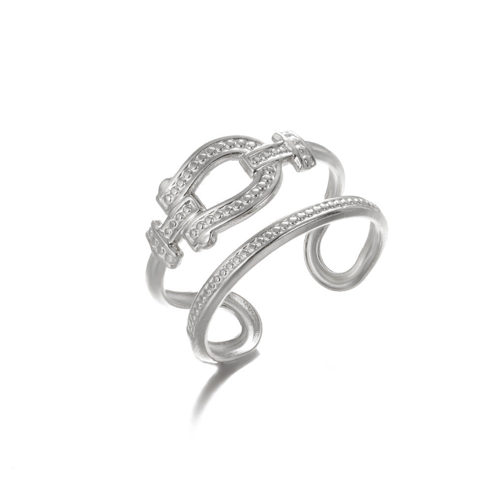 Geometry Pattern Hollow Open-end Adjustable Ring