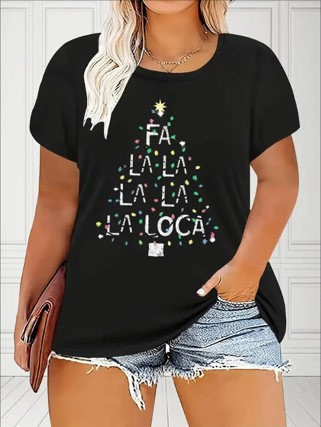 Festive Women's Christmas T-Shirt -  Print, Casual Fit, Short Sleeve, Round Neck - Perfect For Holiday Celebrations & Daily Wear, Plus Size Christmas Shirts